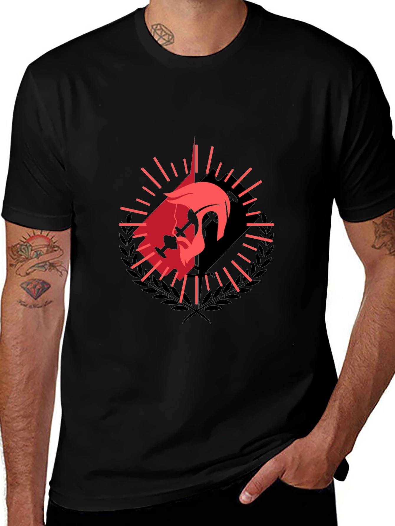Spartan Helmet Graphic Black T-Shirt