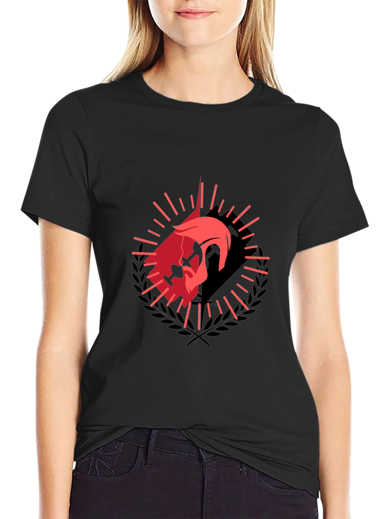 Spartan Helmet Graphic Black T-Shirt