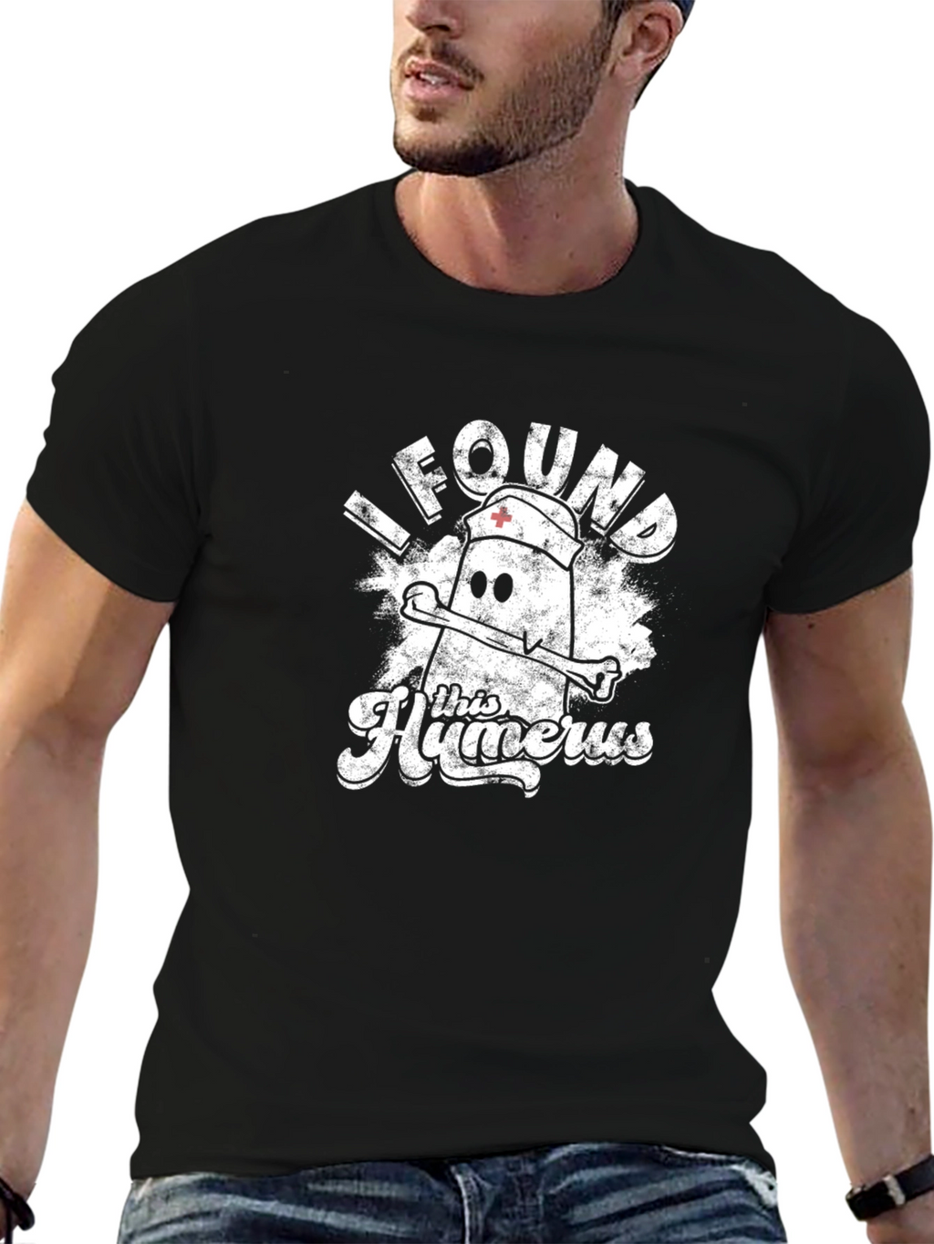 Humorous Humerus Nurse Pun Black T-Shirt