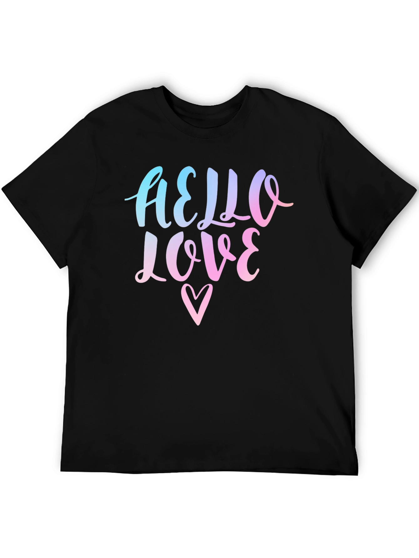 Hello Love Graphic Print Black T-Shirt