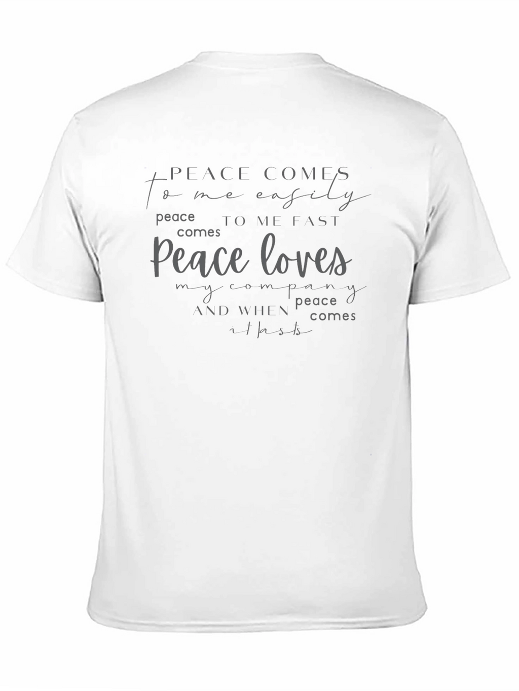 Peace Comes To Me Easily Black Graphic T-Shirt