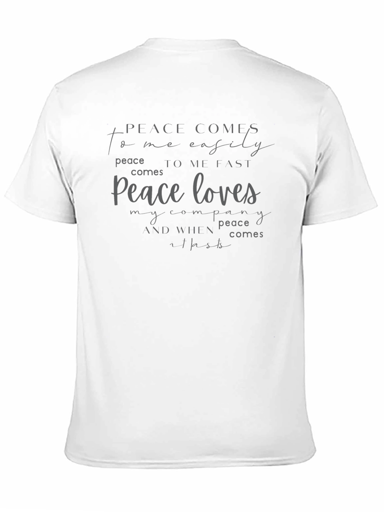 Peace Comes To Me Easily Black Graphic T-Shirt