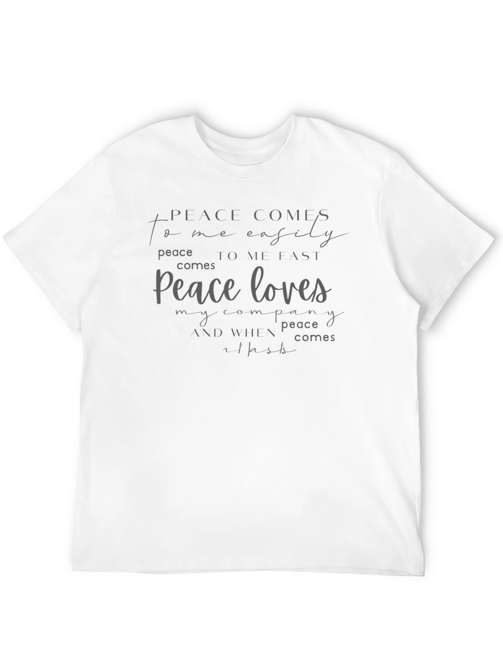 Peace Comes To Me Easily Black Graphic T-Shirt
