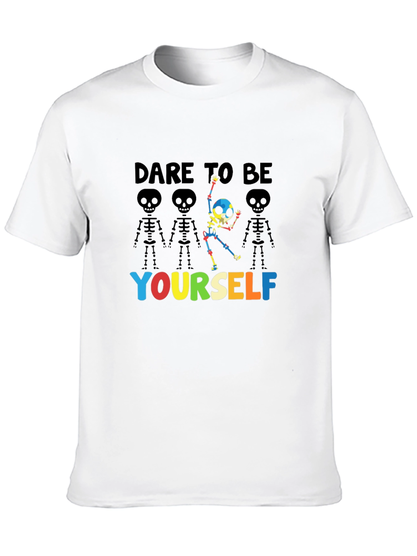 Dare to Be Yourself Skeleton Graphic T-Shirt