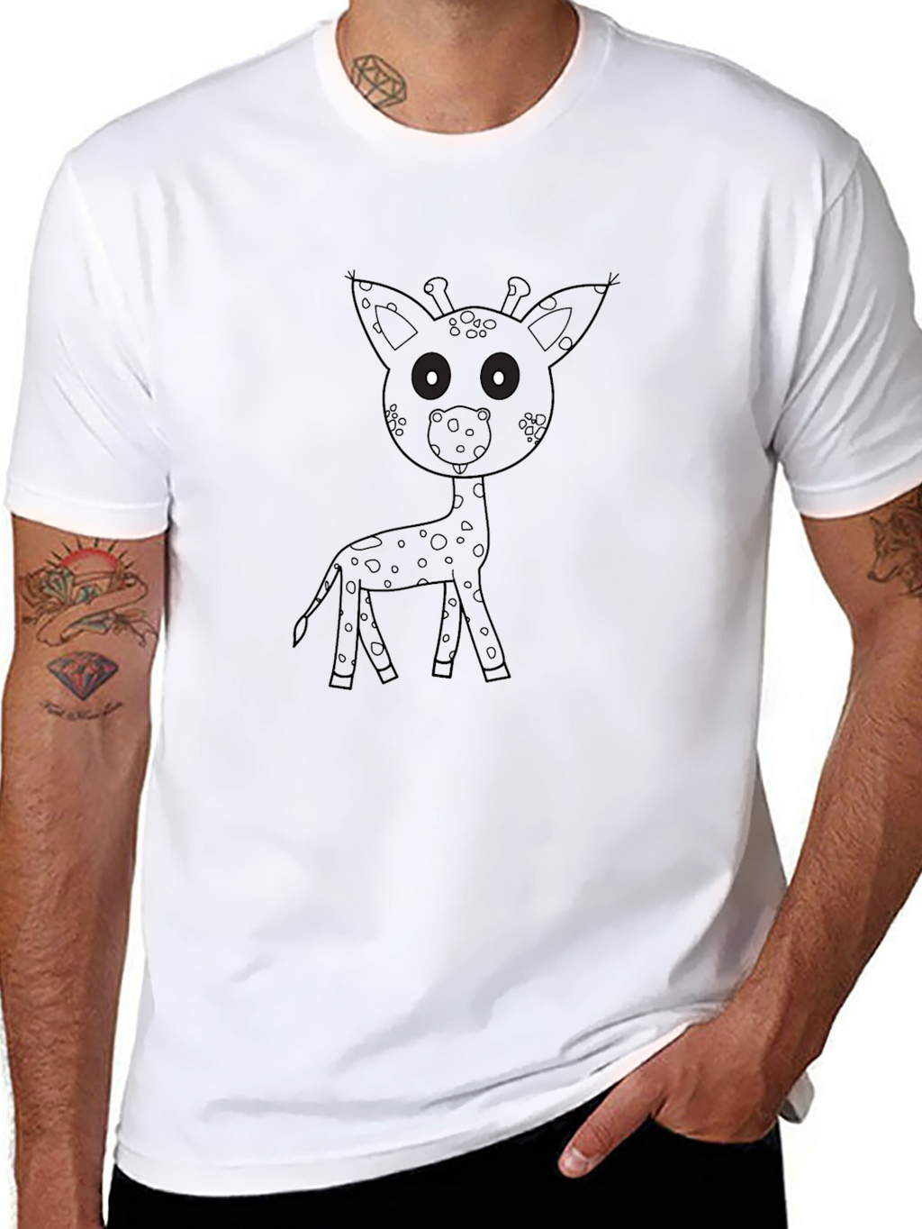 Giraffe Graphic Print Black T-Shirt
