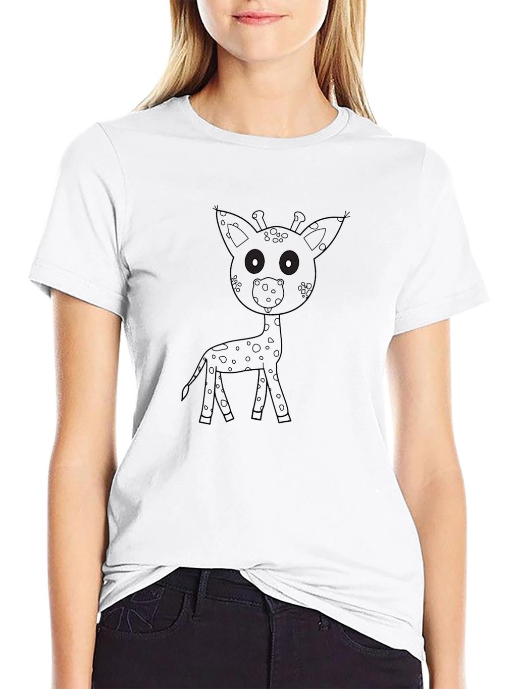 Giraffe Graphic Print Black T-Shirt