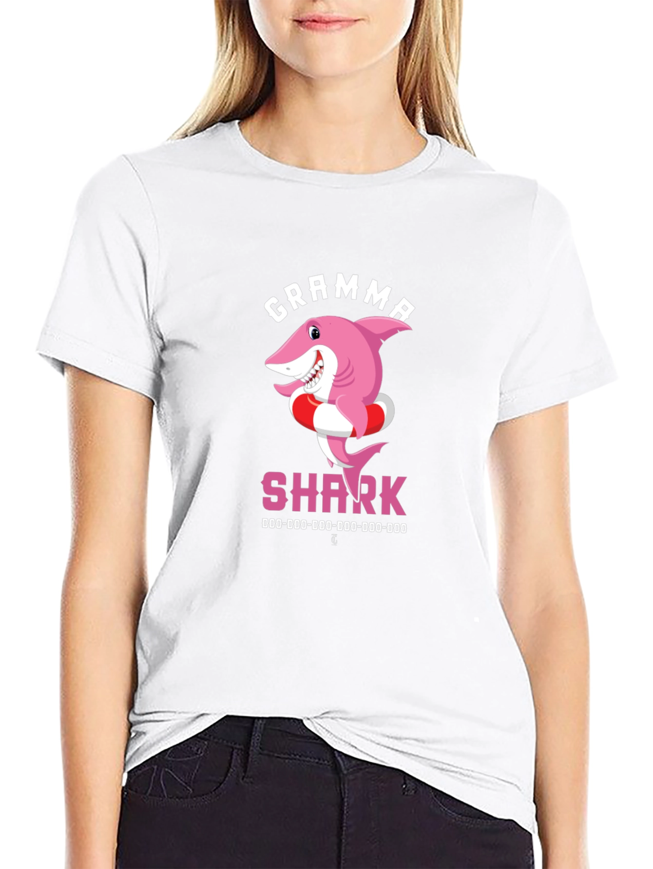 Gramma Shark T-Shirt - Cute Cartoon Pink Shark Tee