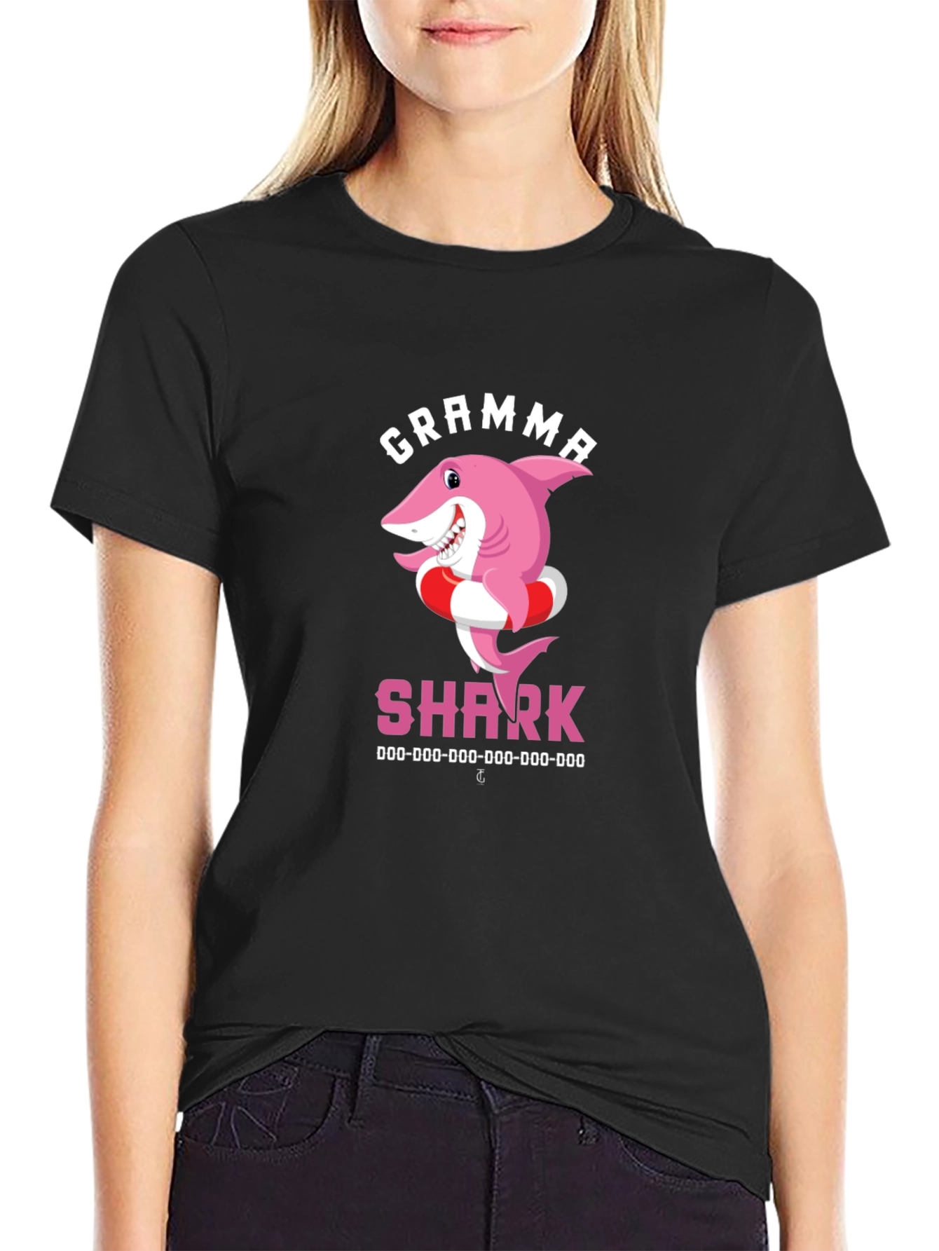 Gramma Shark T-Shirt - Cute Cartoon Pink Shark Tee