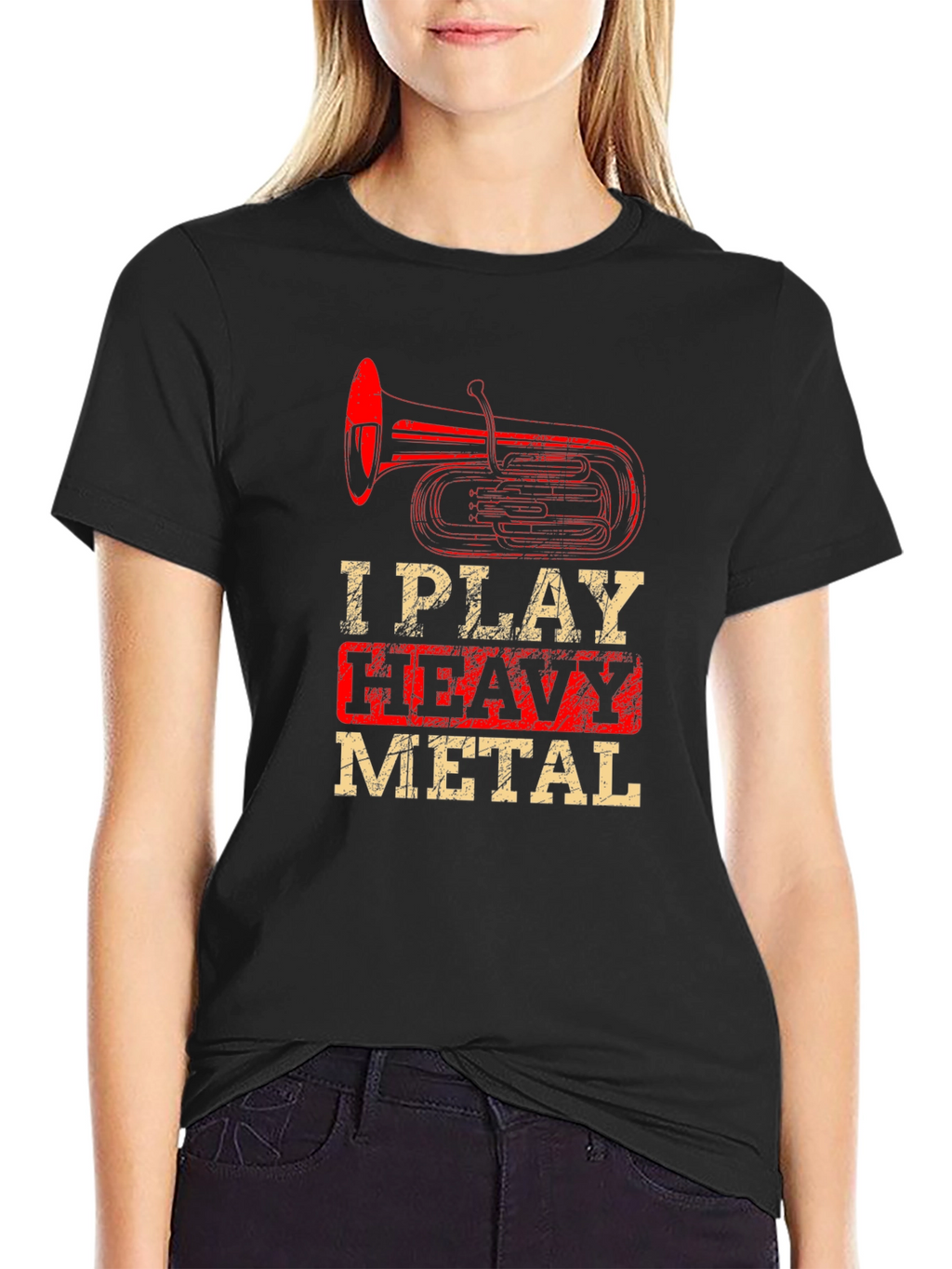 I Play Heavy Metal Tuba Funny Black T-Shirt