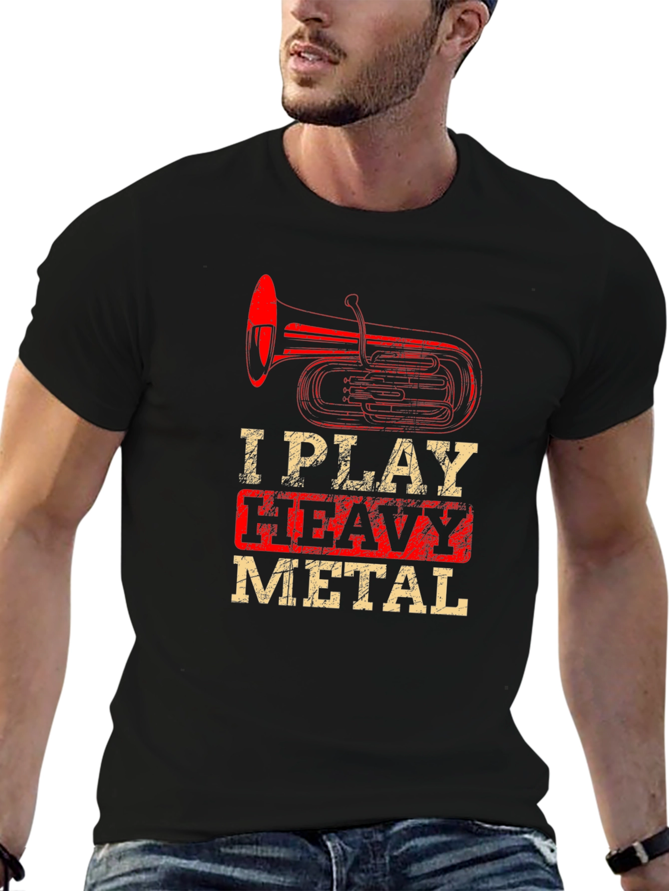 I Play Heavy Metal Tuba Funny Black T-Shirt