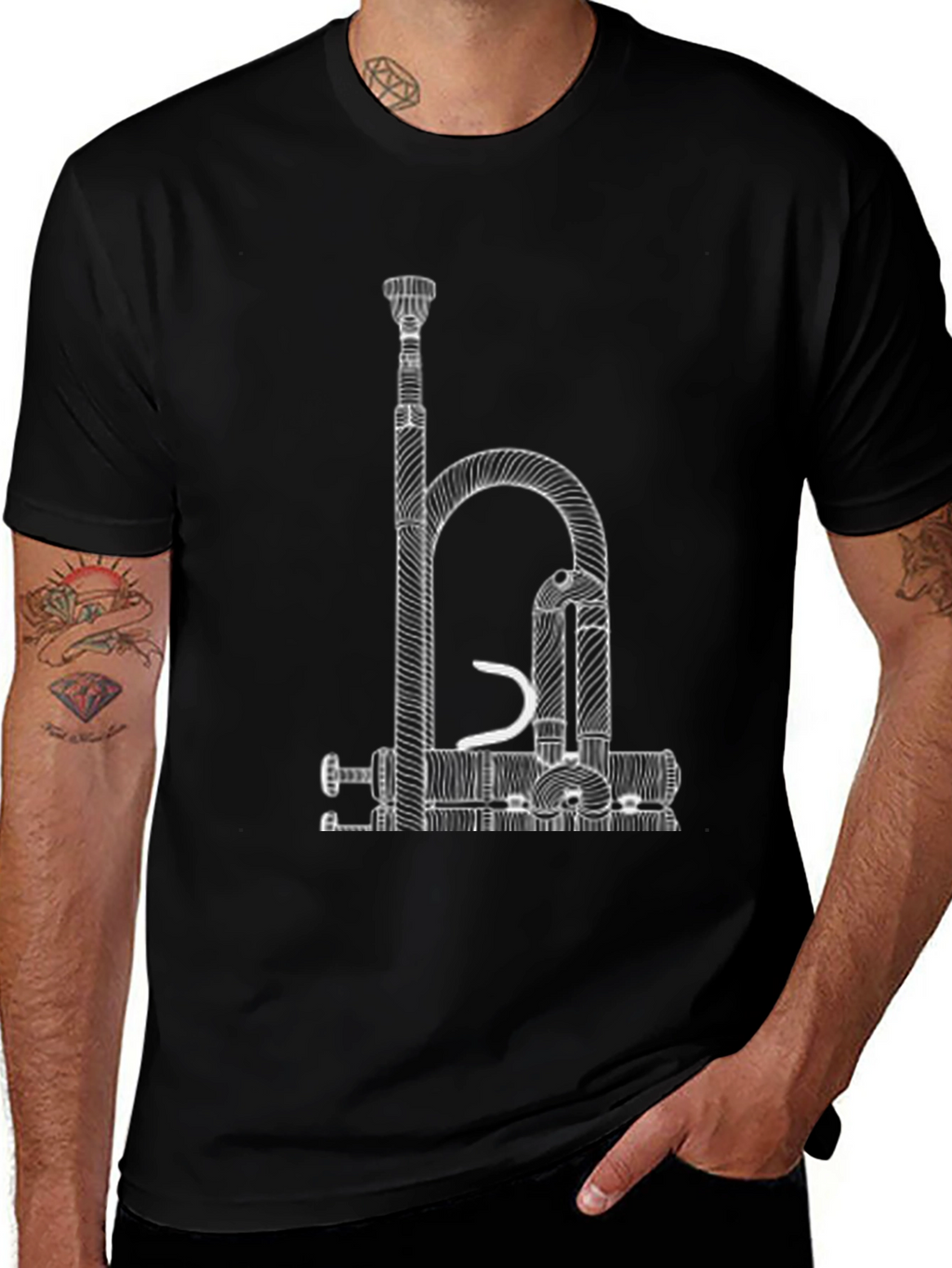 Abstract Trumpet Black Graphic Tee