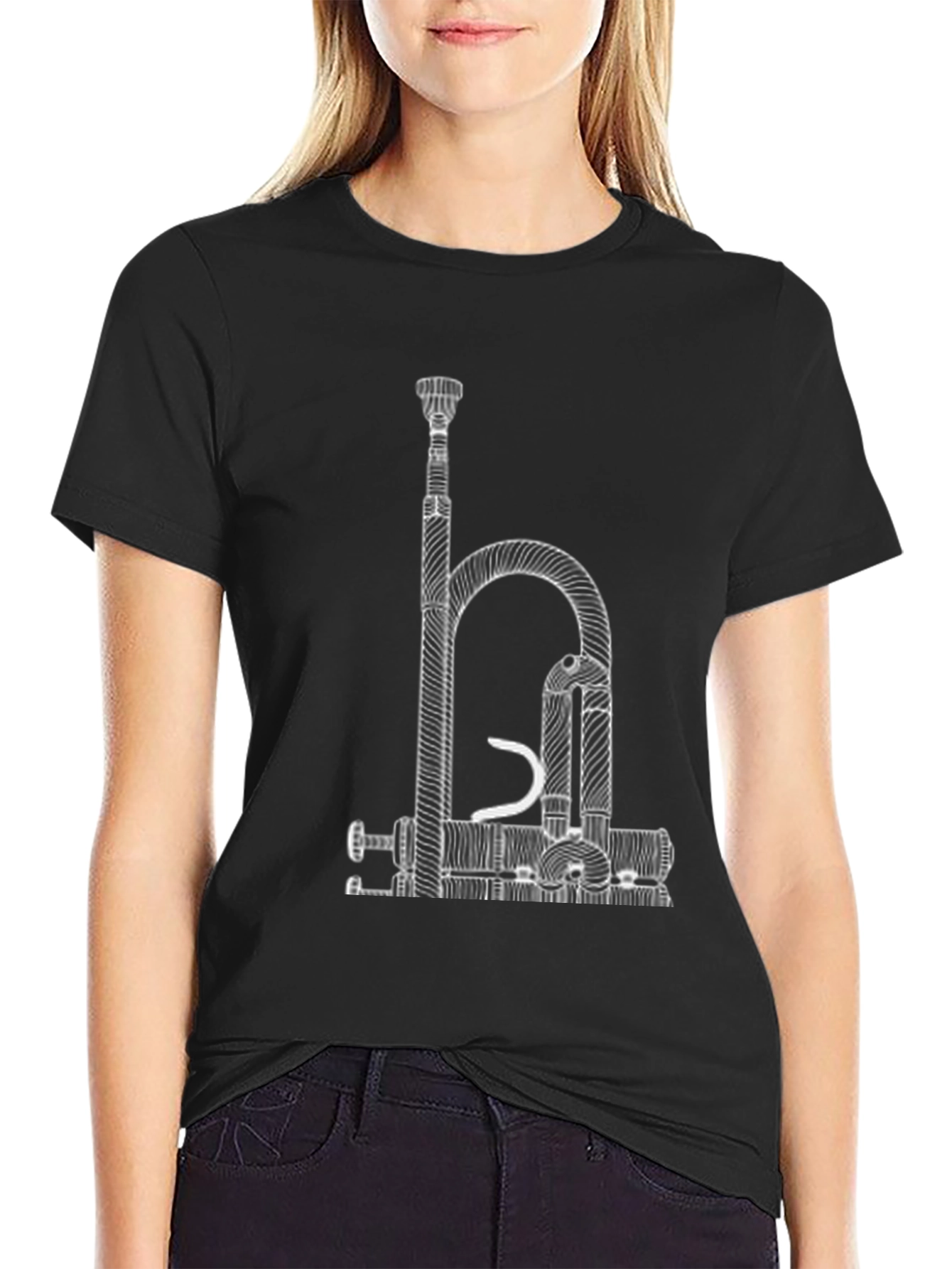 Abstract Trumpet Black Graphic Tee