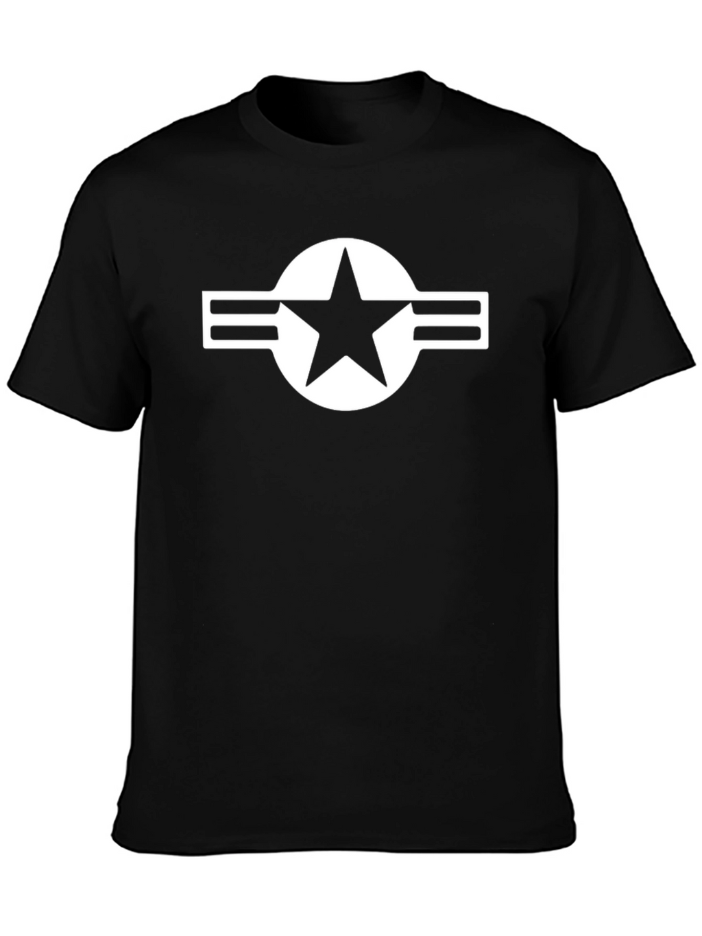 Classic Black T-Shirt with Military Star Logo