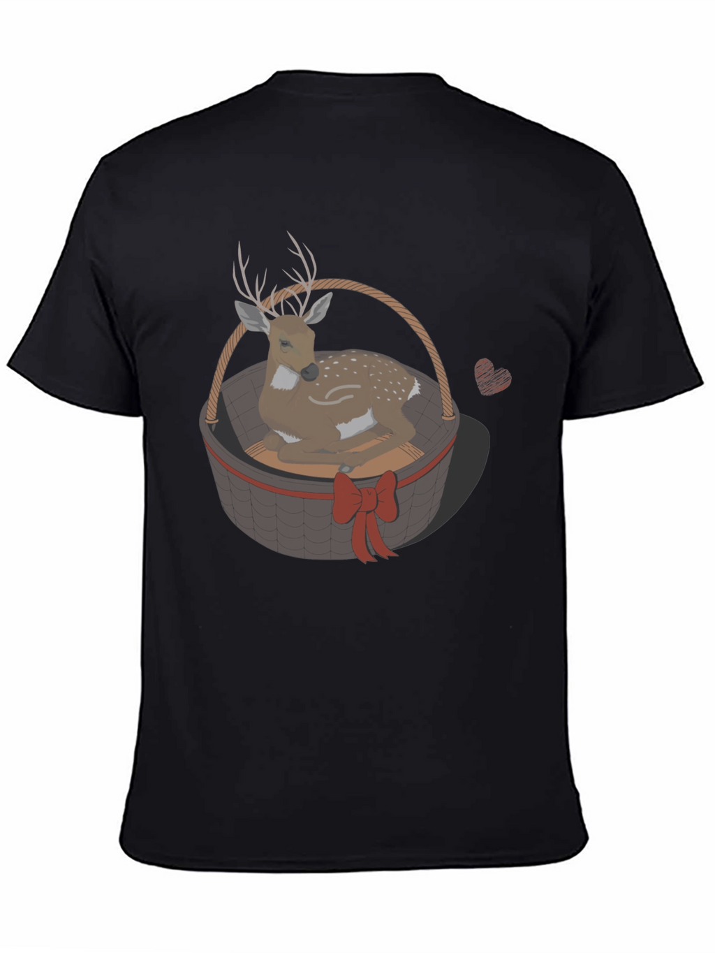Deer in Basket Graphic Tee - Mens Black T-Shirt