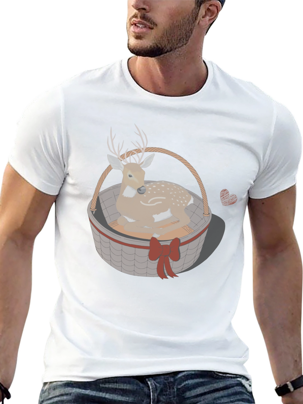 Deer in Basket Graphic Tee - Mens Black T-Shirt