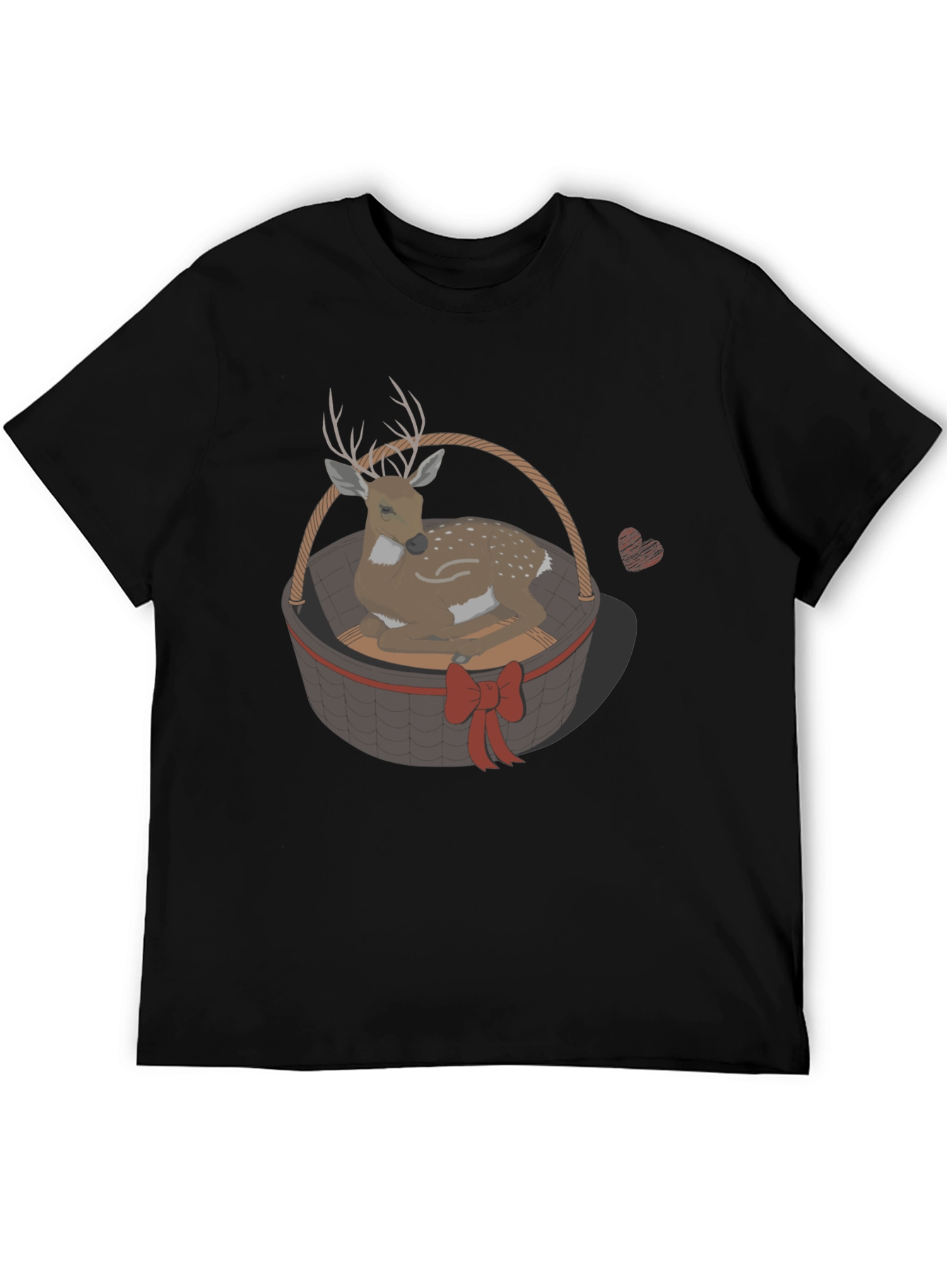 Deer in Basket Graphic Tee - Mens Black T-Shirt