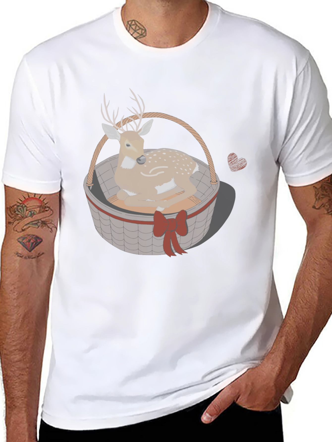 Deer in Basket Graphic Tee - Mens Black T-Shirt
