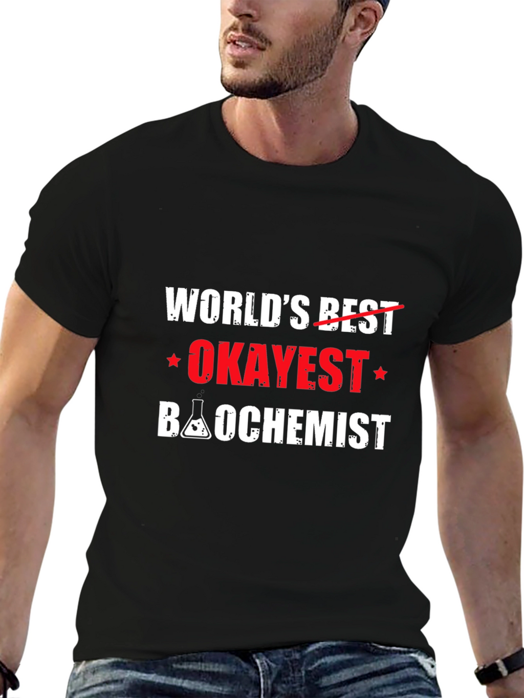 Worlds Okayest Biochemist Black T-Shirt