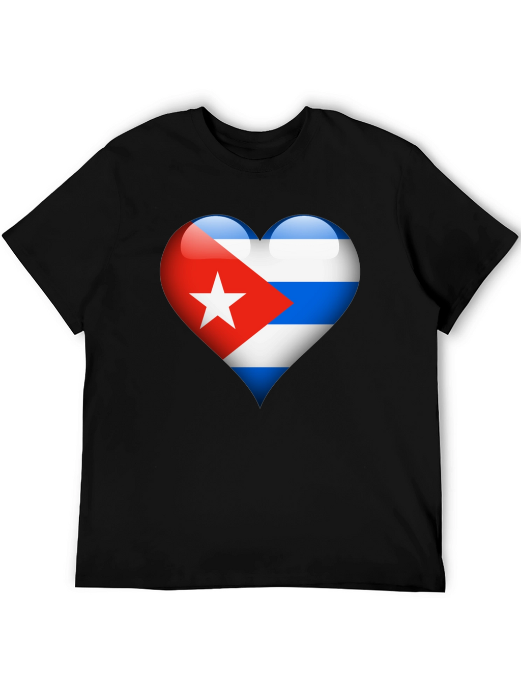 Cuban Flag Heart Graphic T-Shirt - Black