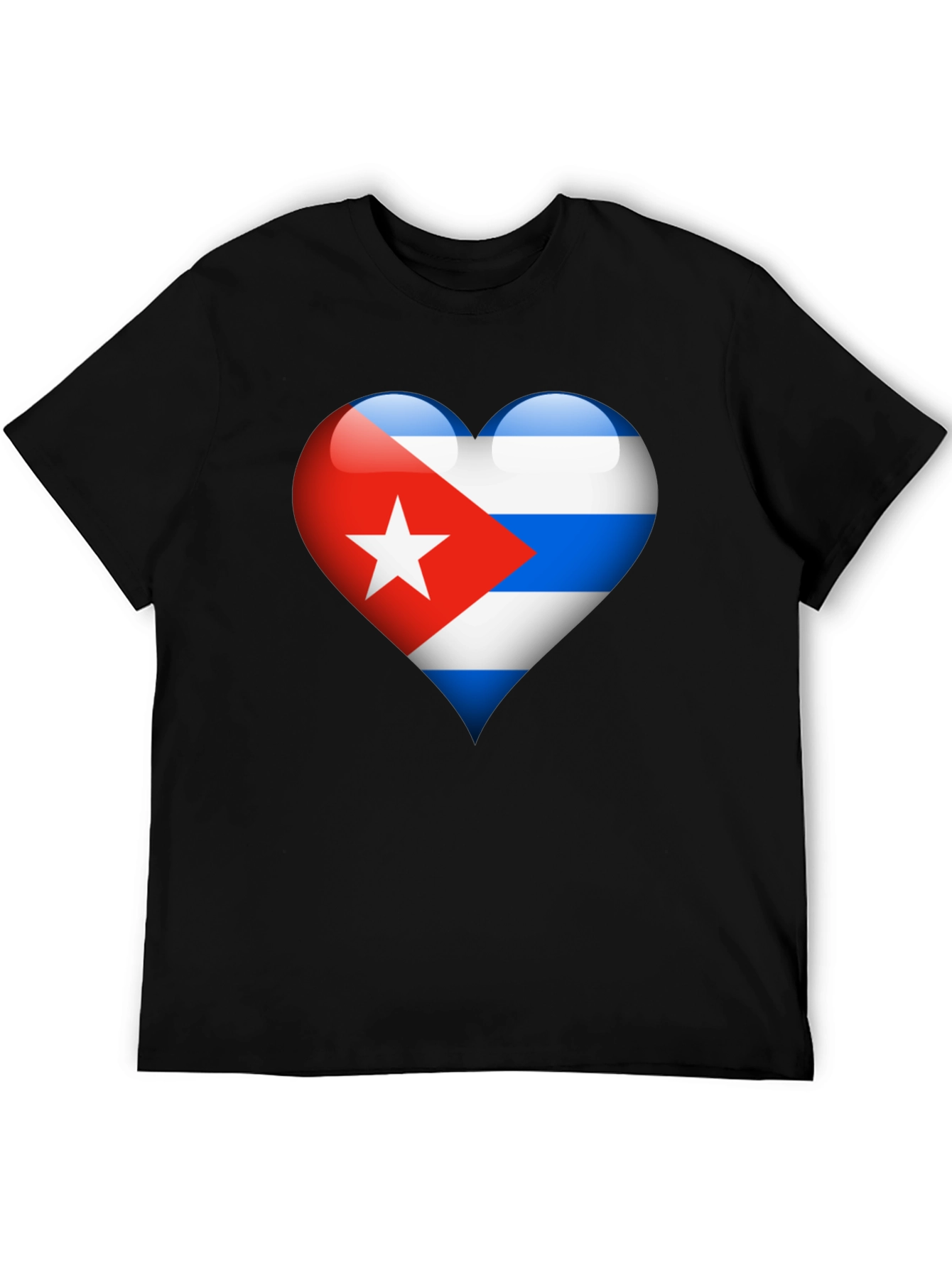 Cuban Flag Heart Graphic T-Shirt - Black