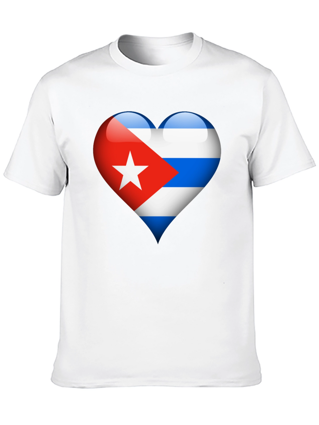 Cuban Flag Heart Graphic T-Shirt - Black