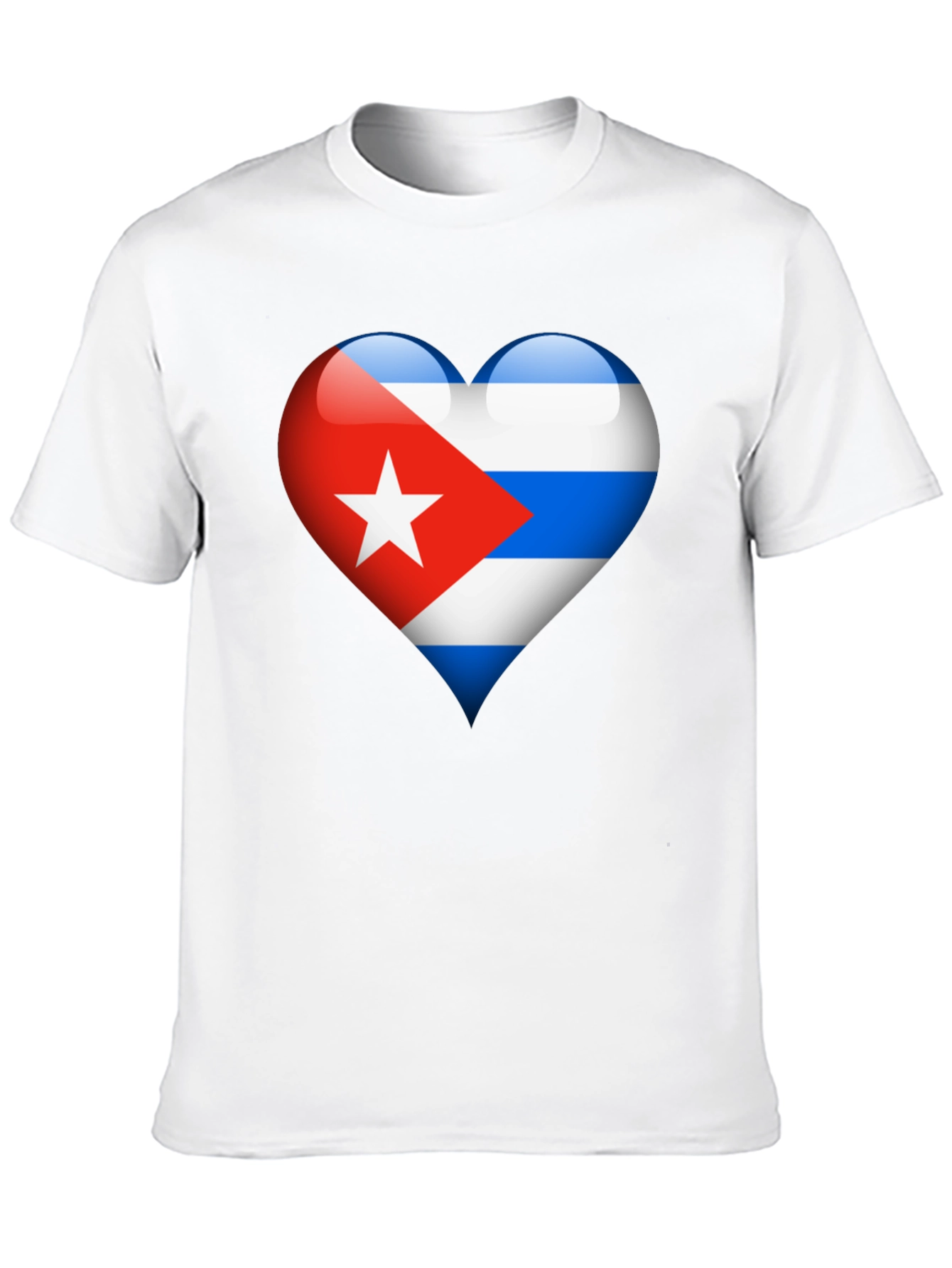 Cuban Flag Heart Graphic T-Shirt - Black
