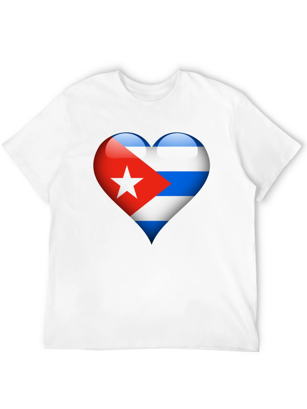 Cuban Flag Heart Graphic T-Shirt - Black