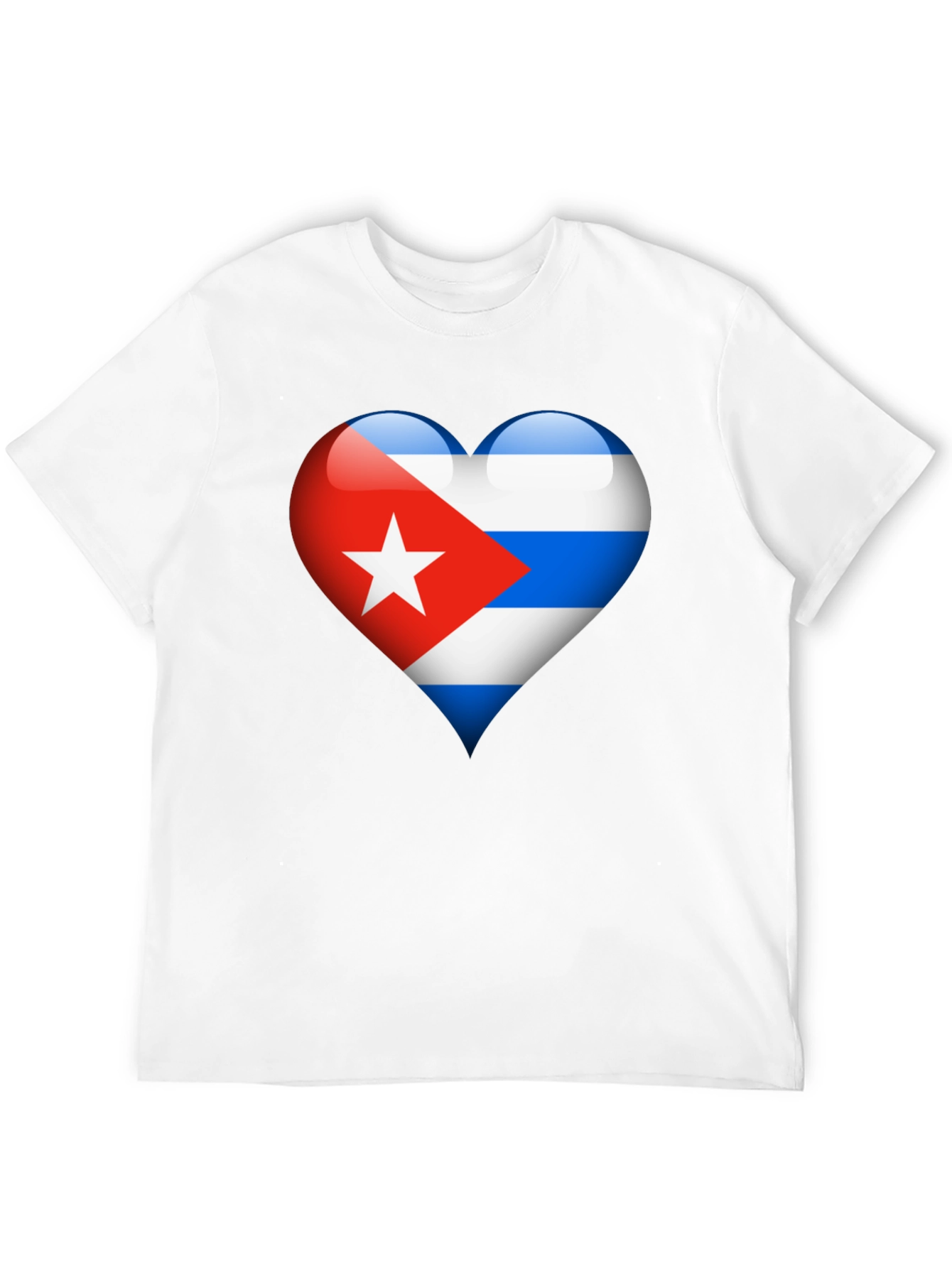 Cuban Flag Heart Graphic T-Shirt - Black