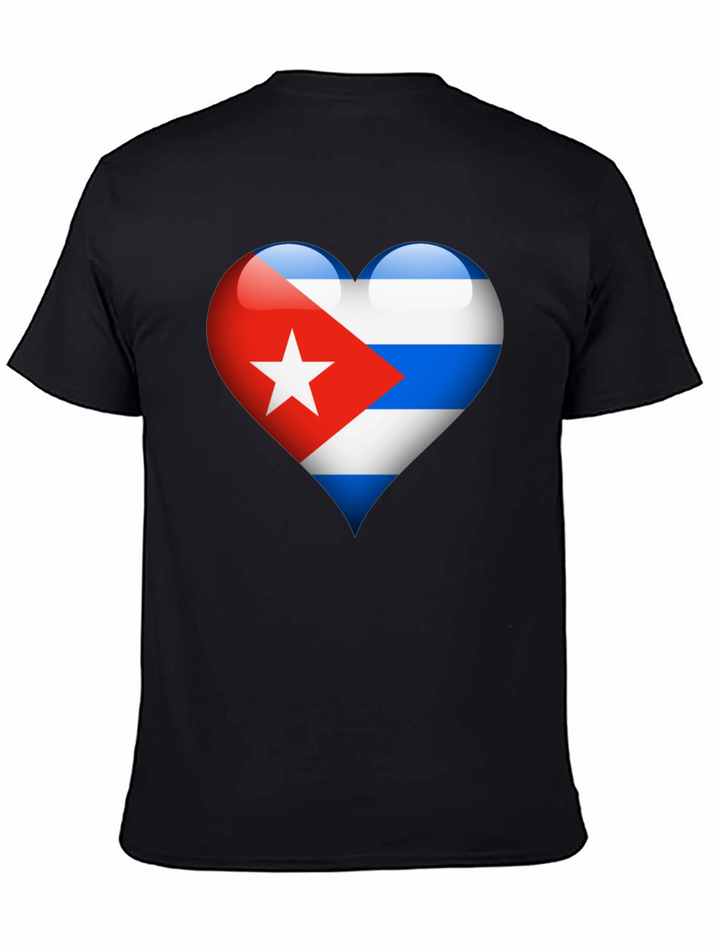Cuban Flag Heart Graphic T-Shirt - Black