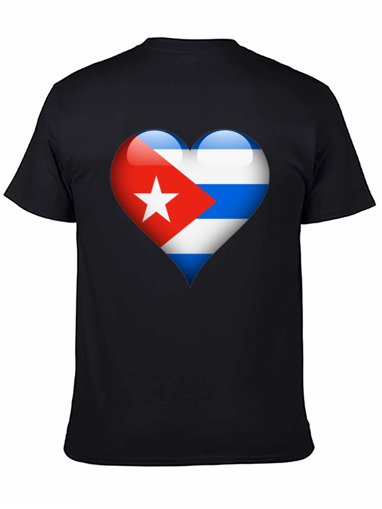Cuban Flag Heart Graphic T-Shirt - Black