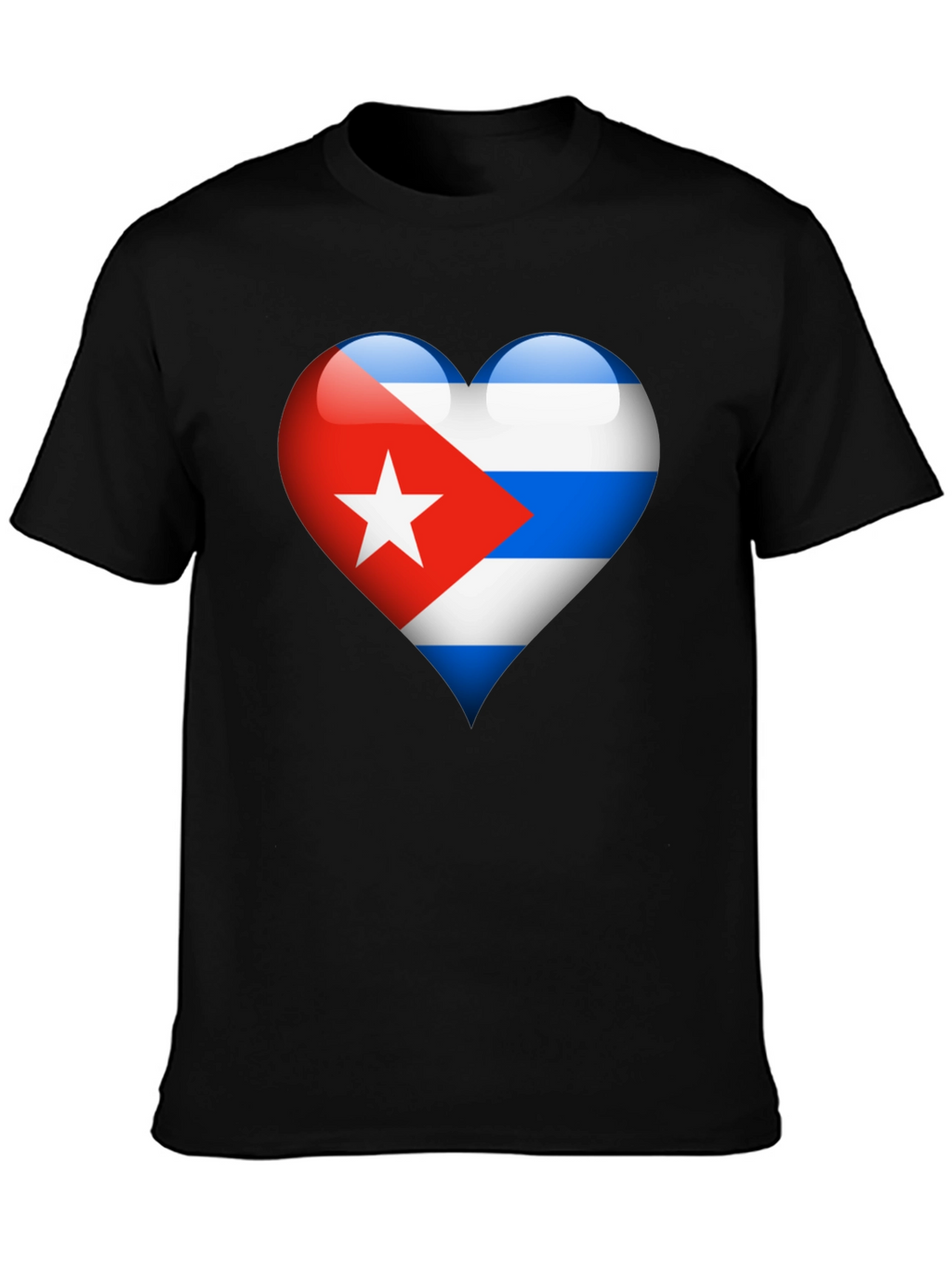 Cuban Flag Heart Graphic T-Shirt - Black