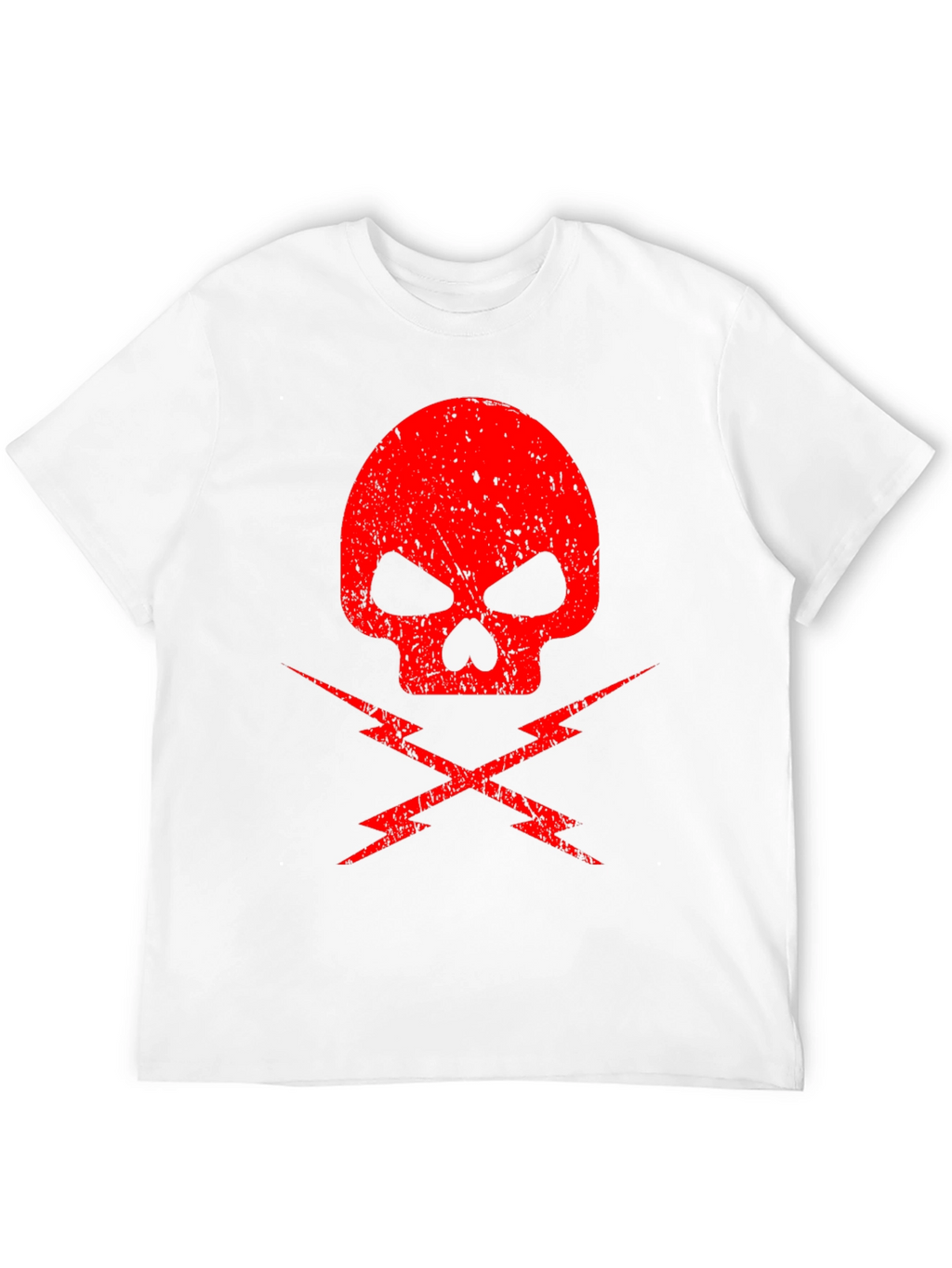 Red Skull & Lightning Bolt Graphic Black T-Shirt