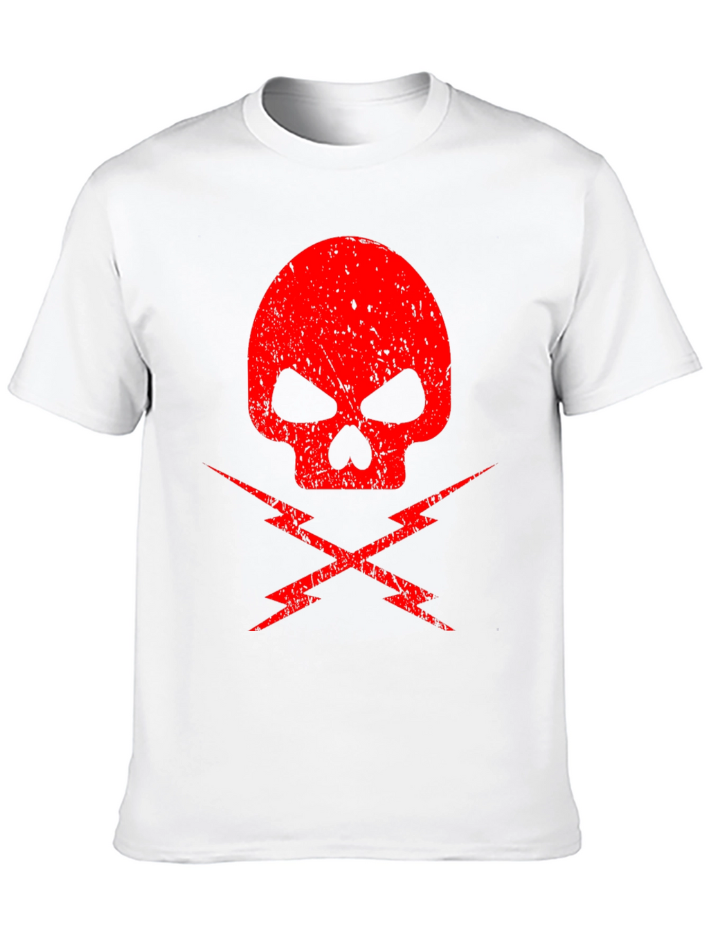 Red Skull & Lightning Bolt Graphic Black T-Shirt