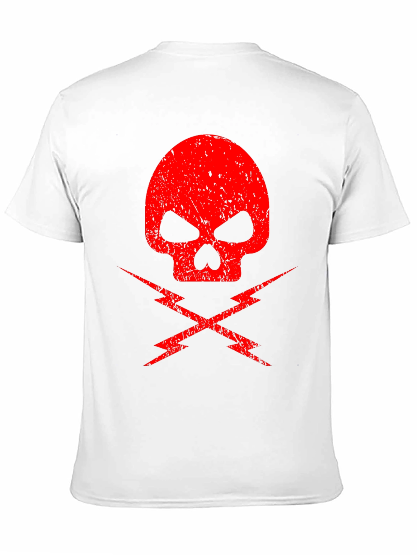 Red Skull & Lightning Bolt Graphic Black T-Shirt