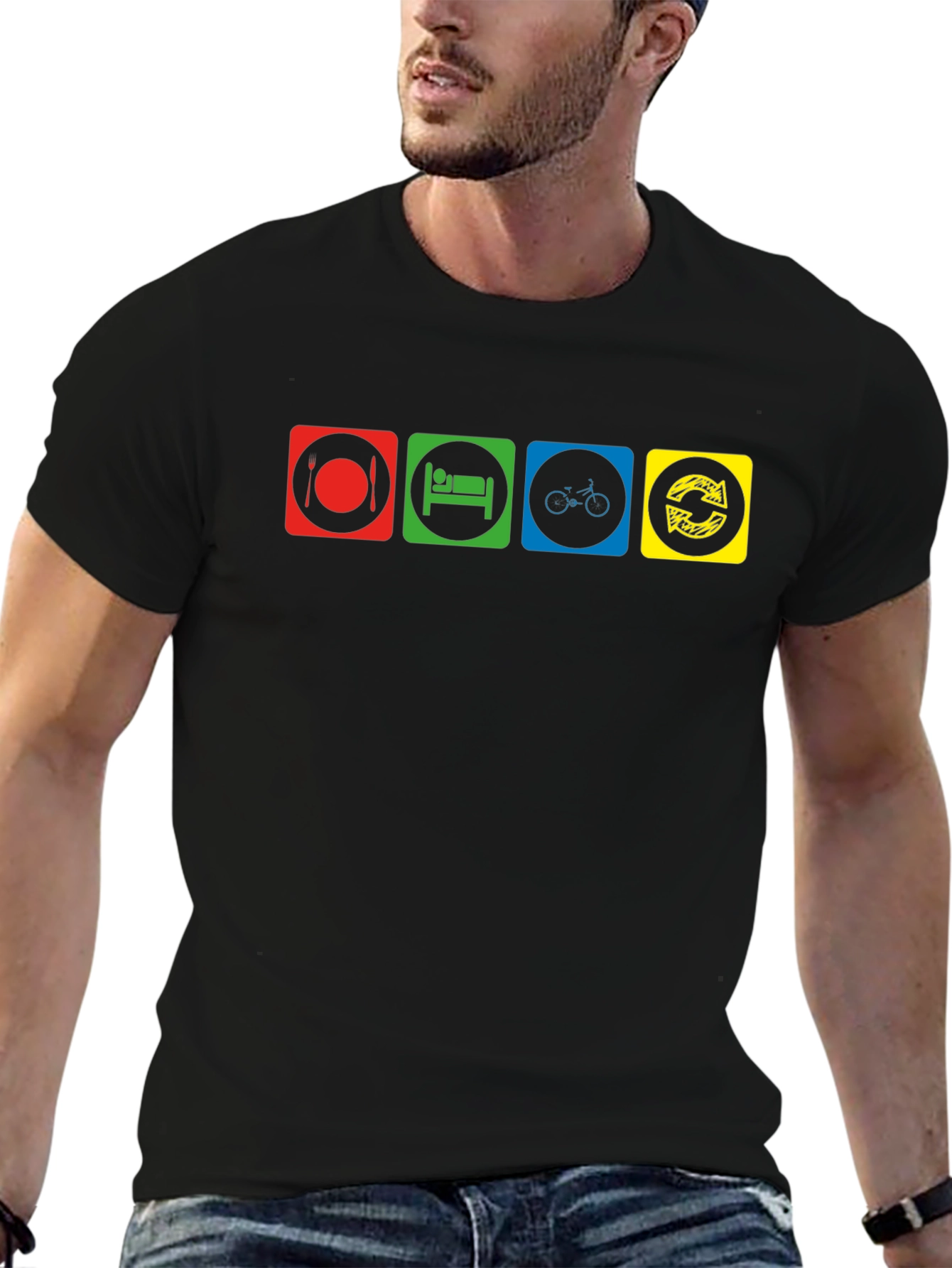 Eat Sleep Cycle Repeat Graphic T-Shirt
