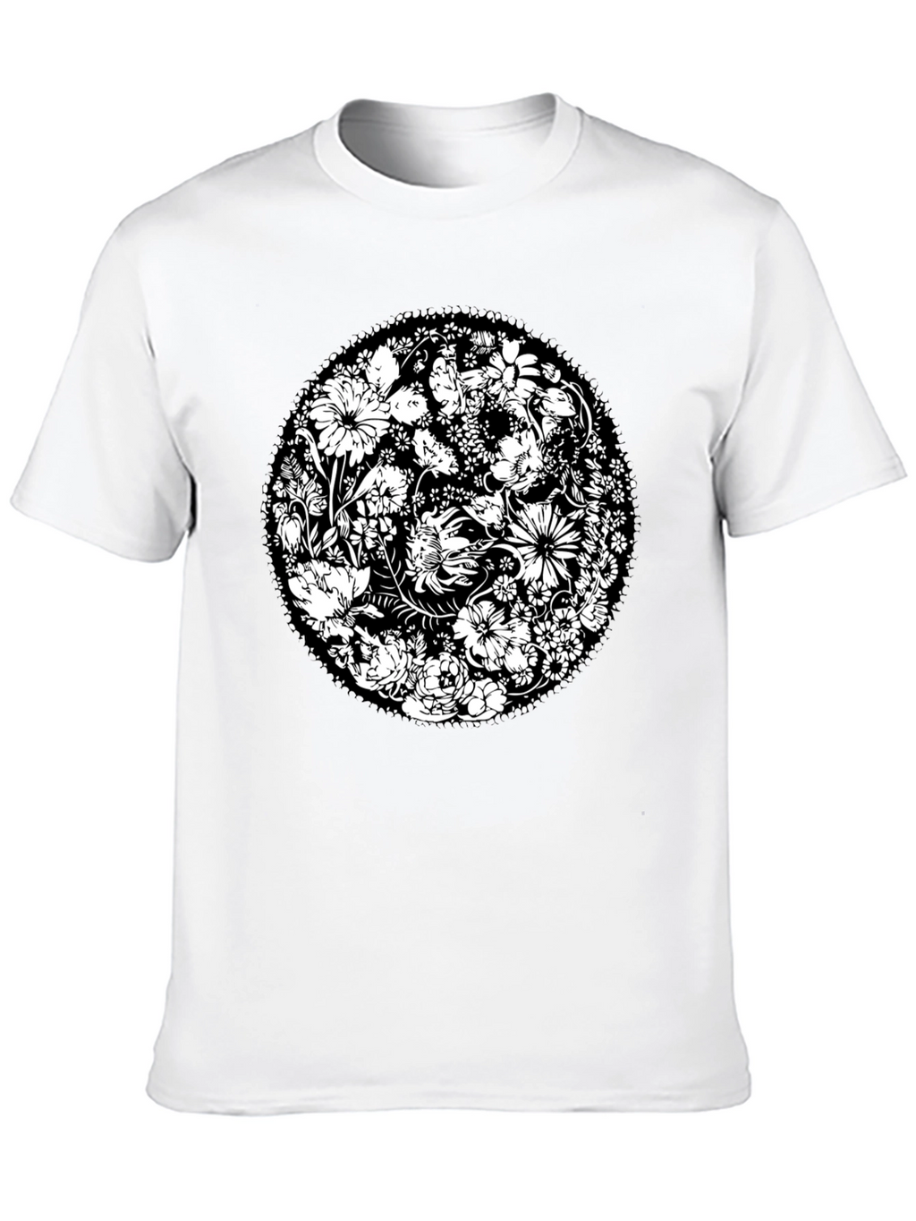 Floral Mandala Graphic Print Black T-Shirt