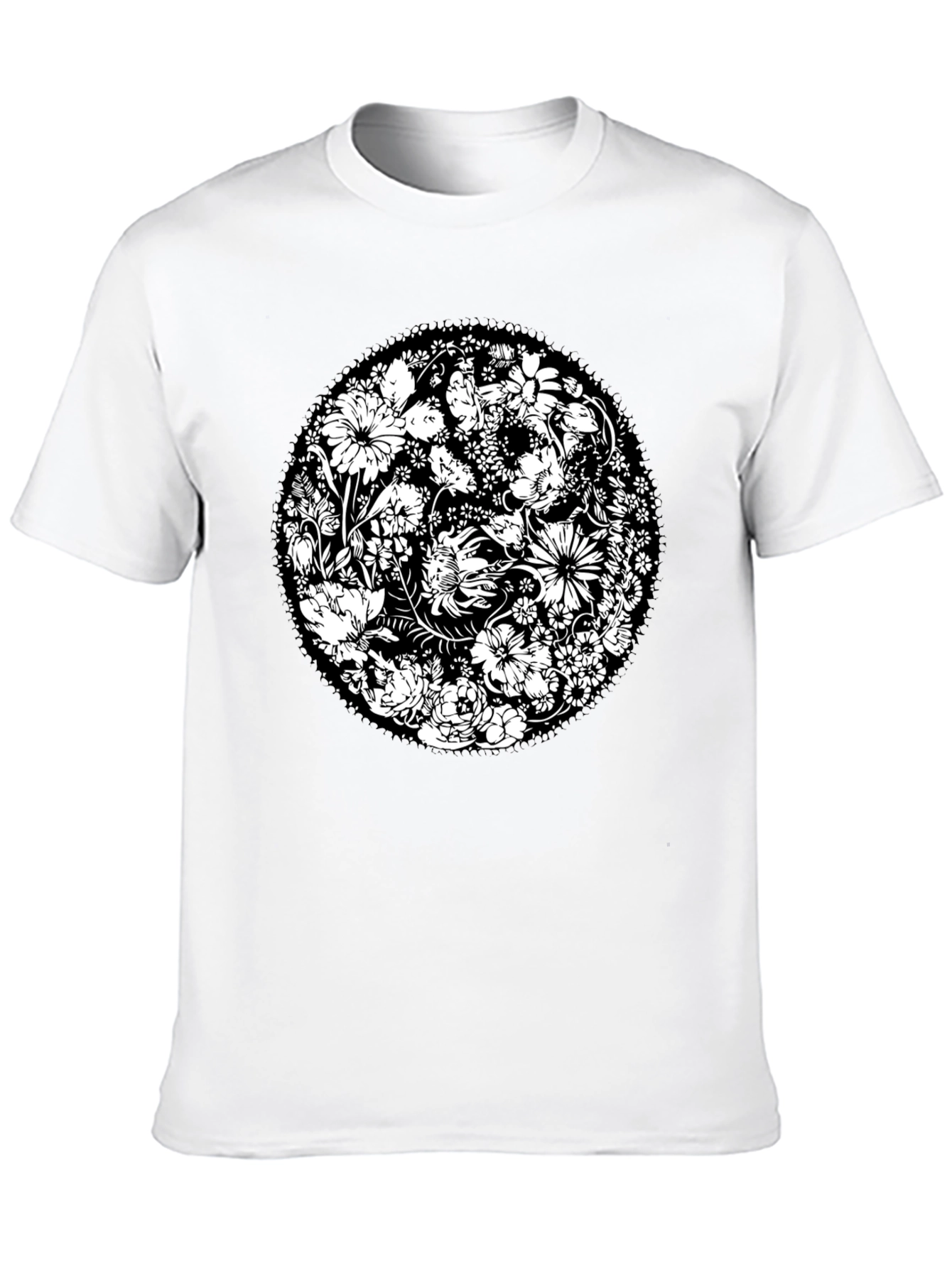 Floral Mandala Graphic Print Black T-Shirt
