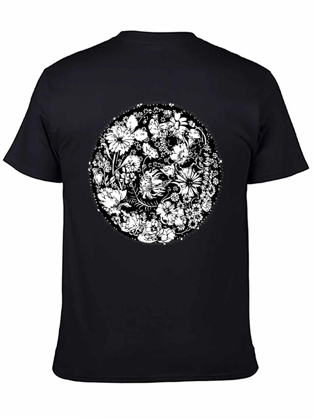 Floral Mandala Graphic Print Black T-Shirt