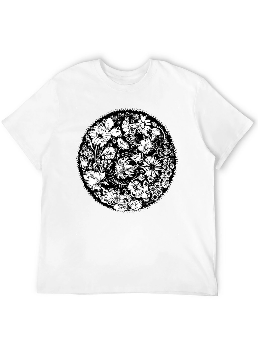 Floral Mandala Graphic Print Black T-Shirt