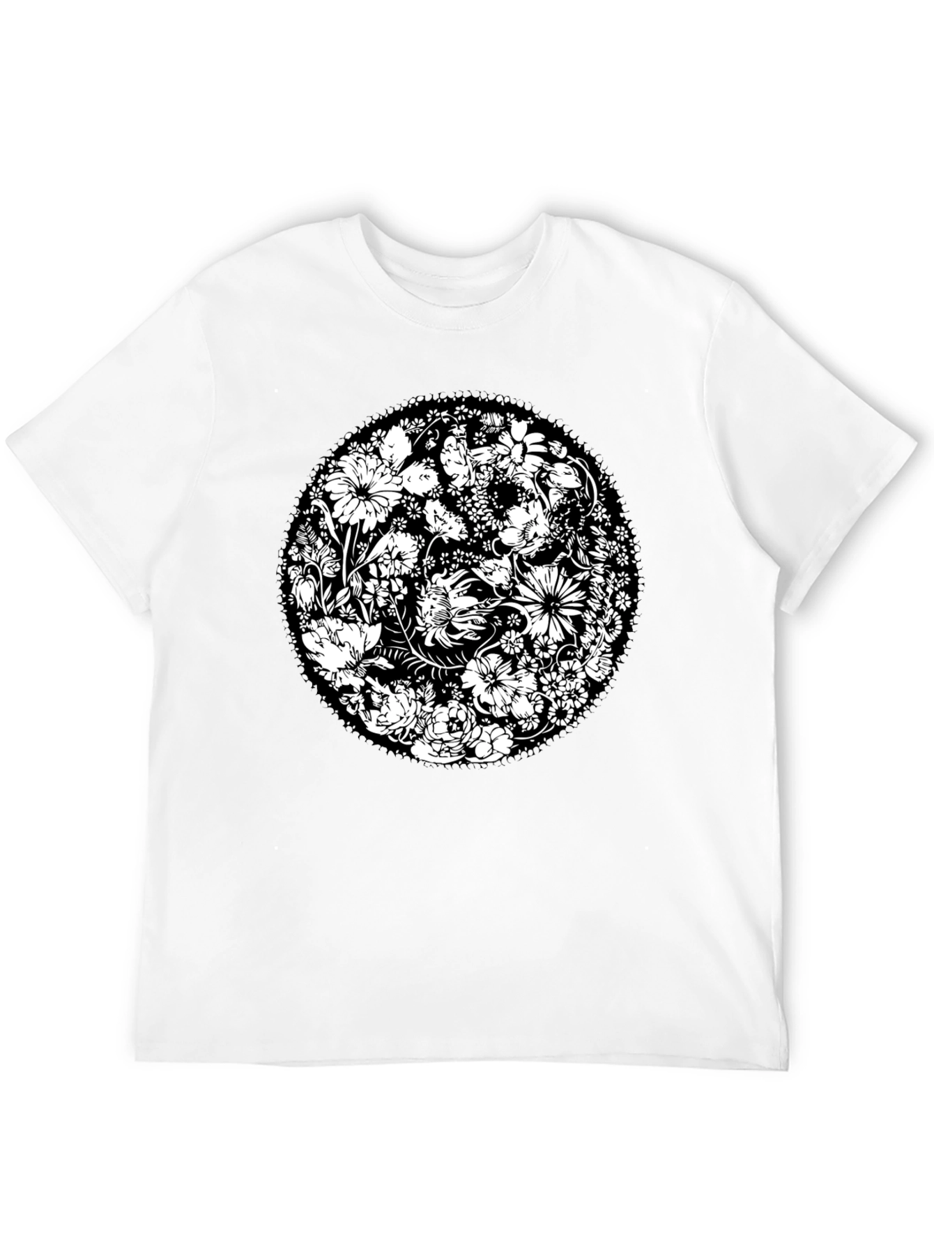 Floral Mandala Graphic Print Black T-Shirt