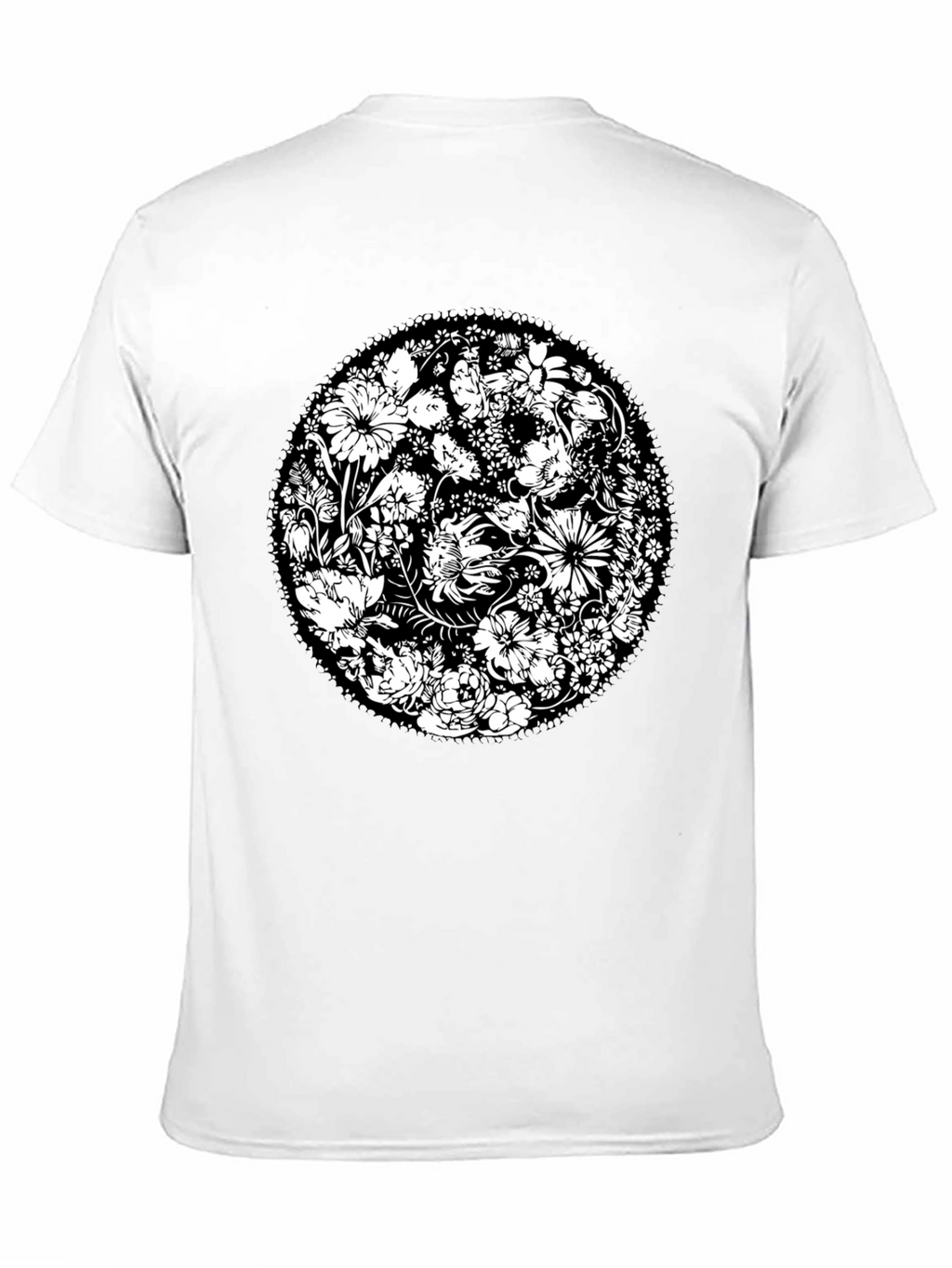 Floral Mandala Graphic Print Black T-Shirt
