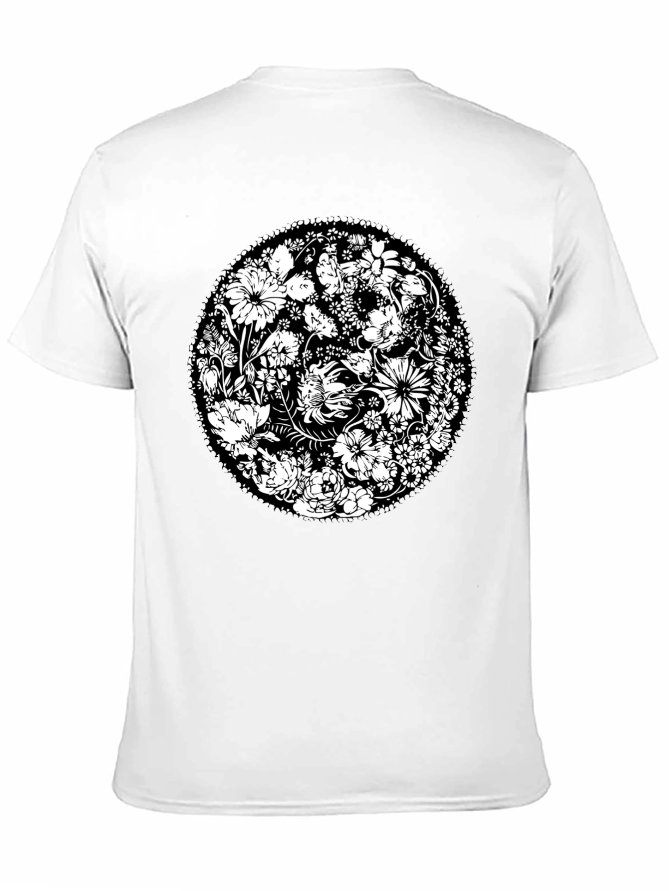 Floral Mandala Graphic Print Black T-Shirt