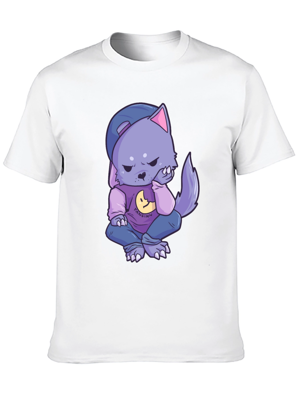 Cartoon Wolf Graphic Black T-Shirt