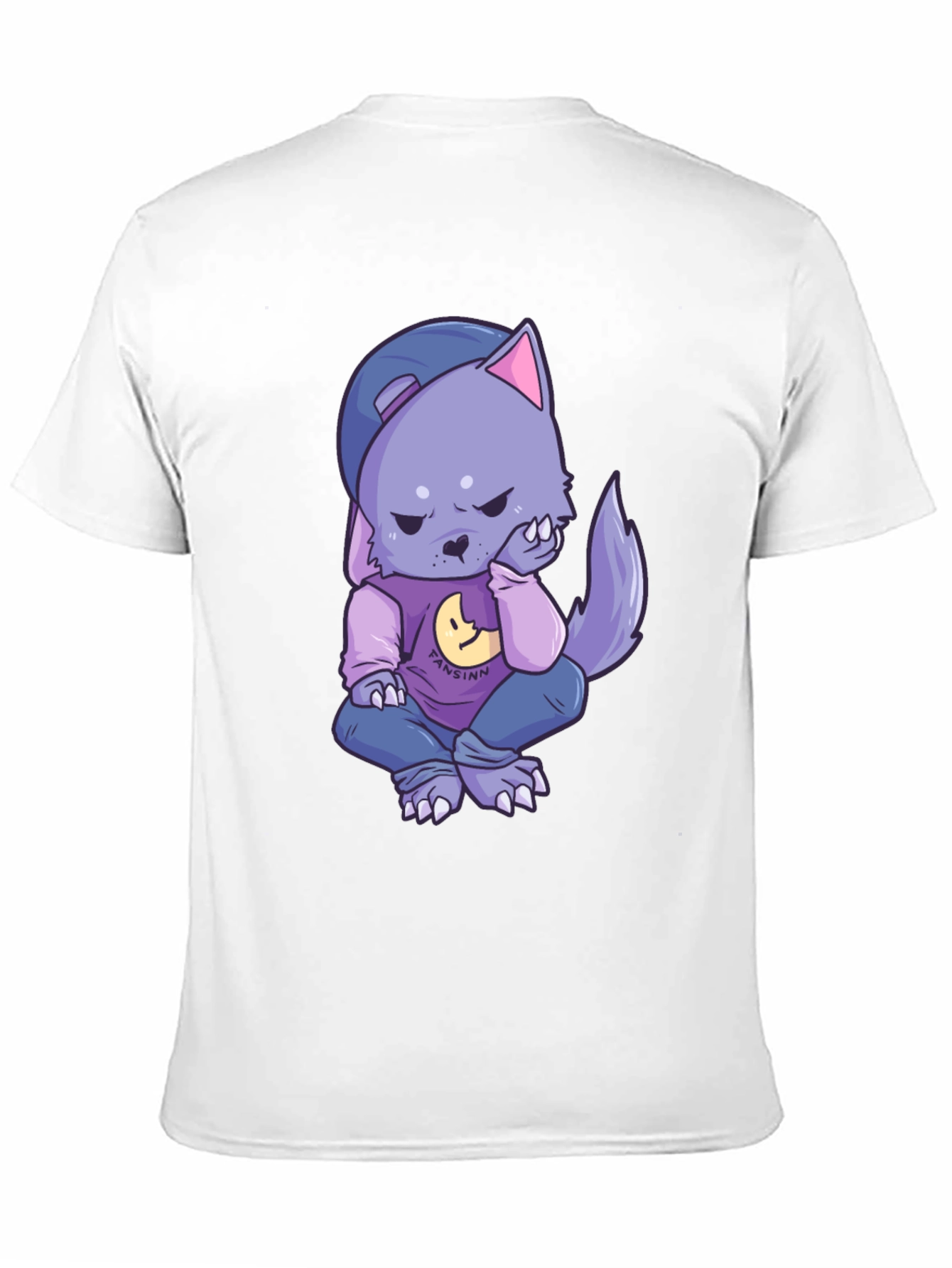 Cartoon Wolf Graphic Black T-Shirt
