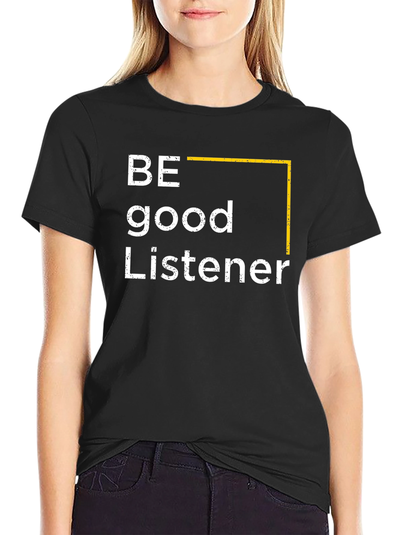 Be Good Listener Graphic Tee - Black Cotton T-Shirt