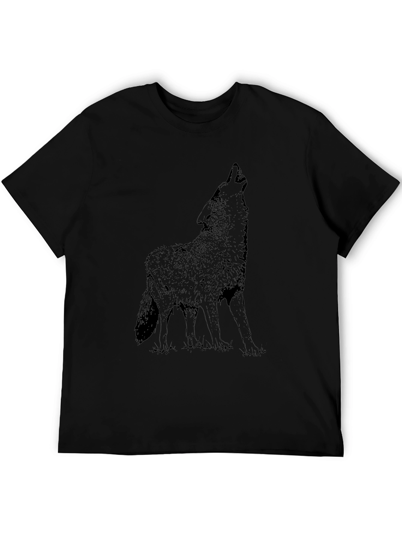 Howling Wolf Graphic T-Shirt - Black