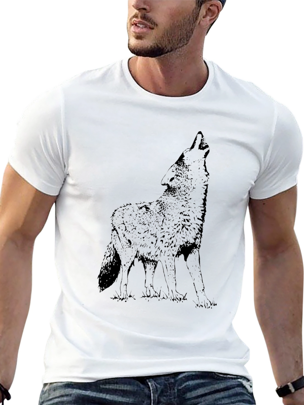 Howling Wolf Graphic T-Shirt - Black