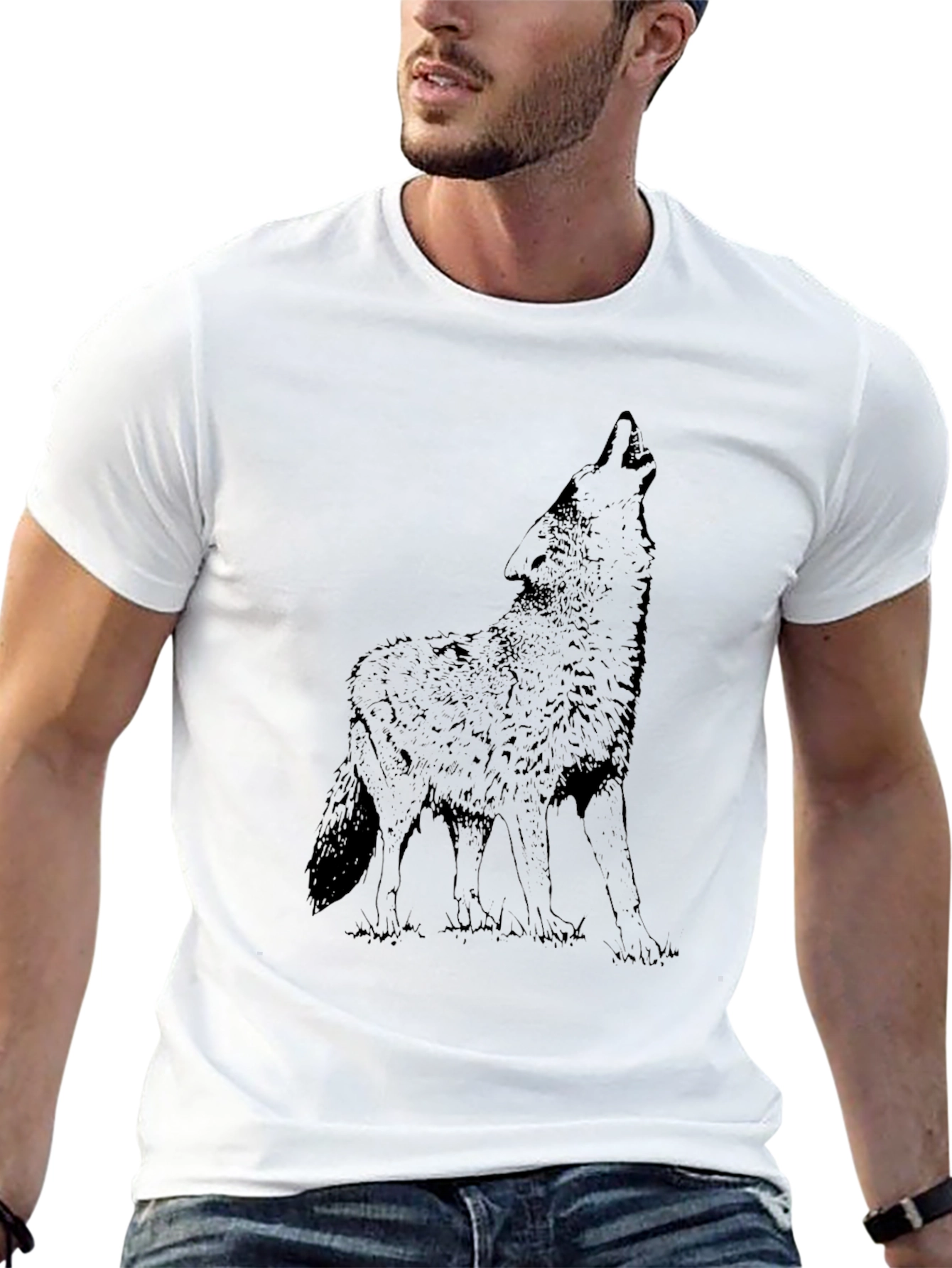 Howling Wolf Graphic T-Shirt - Black
