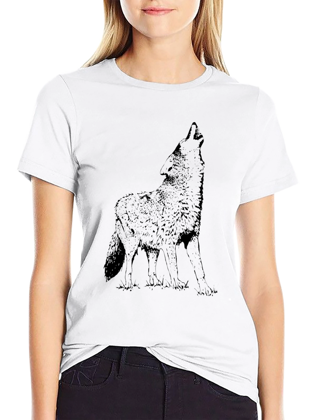 Howling Wolf Graphic T-Shirt - Black