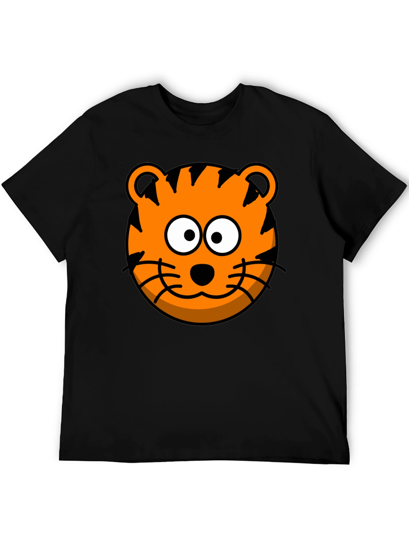 Funny Tiger Graphic Tee - Cartoon Animal Black T-Shirt